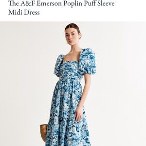 Abercrombie and Fitch Emerson Poplin Puff Sleeve Midi Dress